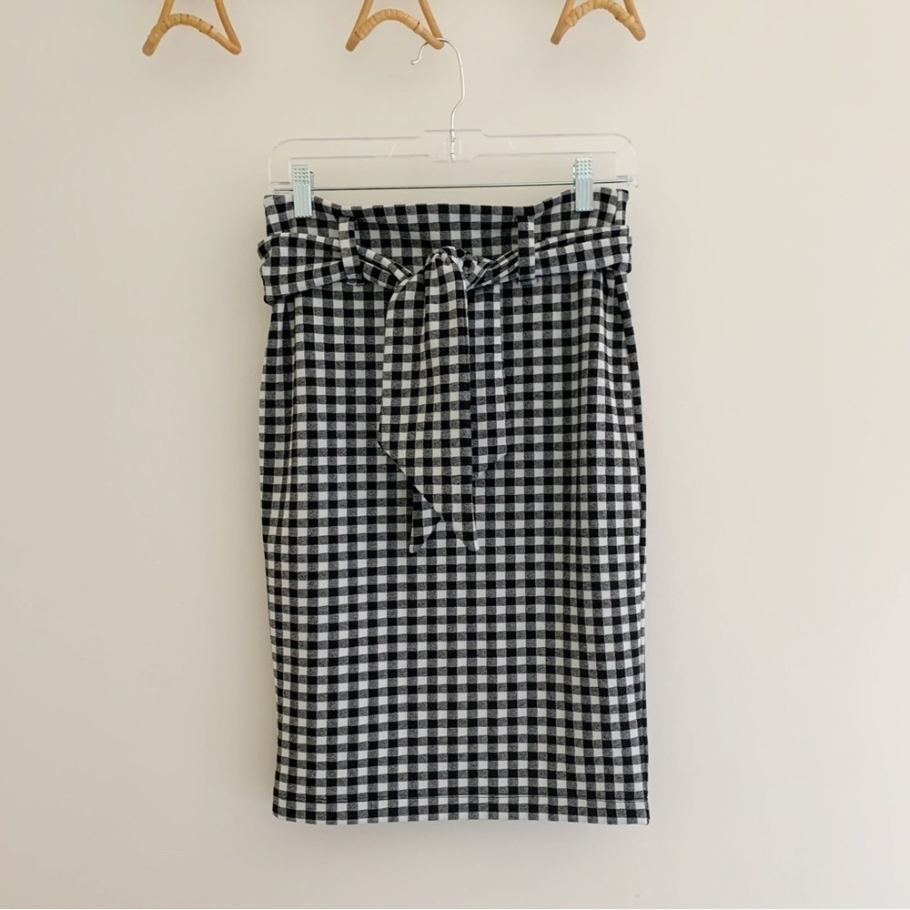 Maeve Black & White Gingham Knit Pencil Skirt Small NEW NWT Classic Office